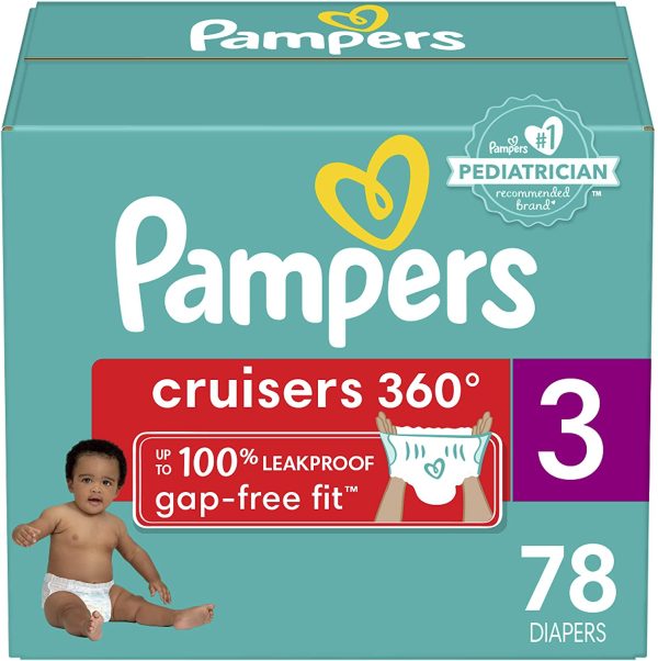 Diapers Size 3, 78 Count - Pampers Pull On Cruisers 360? Fit Disposable Baby Diapers with Stretchy Waistband, Super Pack (Packaging May Vary) - Image 2