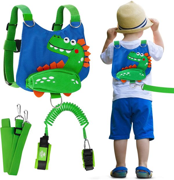 Lehoo Castle Toddler Leash for Boys, 4-in-1 Toddler Safety Harness Leash + Anti Lost Wrist Link, Kid Leashes for Walking, Child Safety Leash for Toddler (Dinosaur Blue) - Image 7