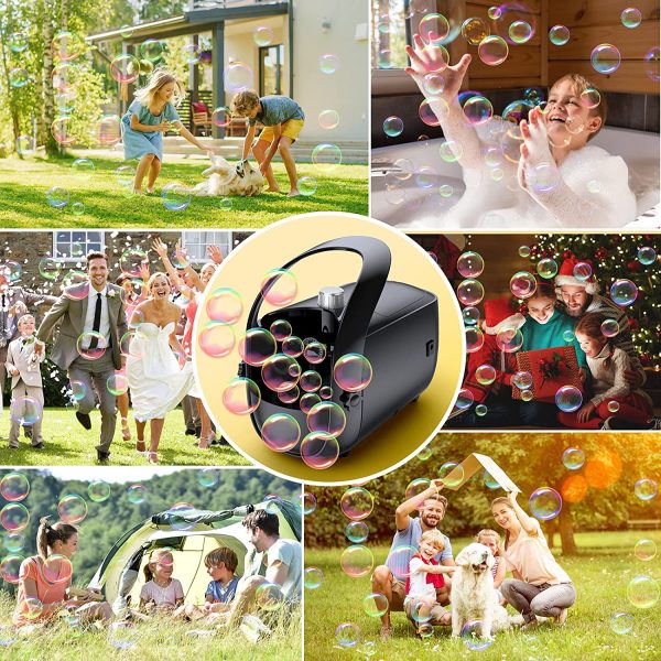 Semai Bubble Machine, Kids Outdoor Toys Portable Automatic Bubble Maker Plug-In & Battery Operated, Upgraded ise-free 4800+ Bubbles/Min Bubble Blower with 2 Speed Modes, Durable Safe Bubble Toy Gift for Kid Children Playing and Indoor Outdoor Party Wedding Social Outing - Image 4