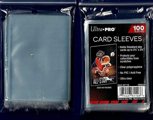 5 (Five) Pack Lot of 100 Soft Sleeves/Penny Sleeve for Baseball Cards & Other Sports Cards