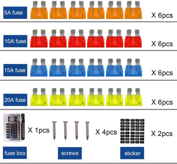 Upgraded 12 Way Blade Fuse Box Fuse Holder Standard Circuit Fuse Holder Box Block with LED Indicator, Fuses & Protection Cover for Car Boat Marine Truck Vehicle SUV Yacht RV - Image 4