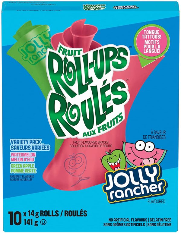 Betty Crocker Gluten Free Fruit Roll-Ups Variety Pack Jolly Rancher Green Apple and Watermelon, 141 Grams - Image 3