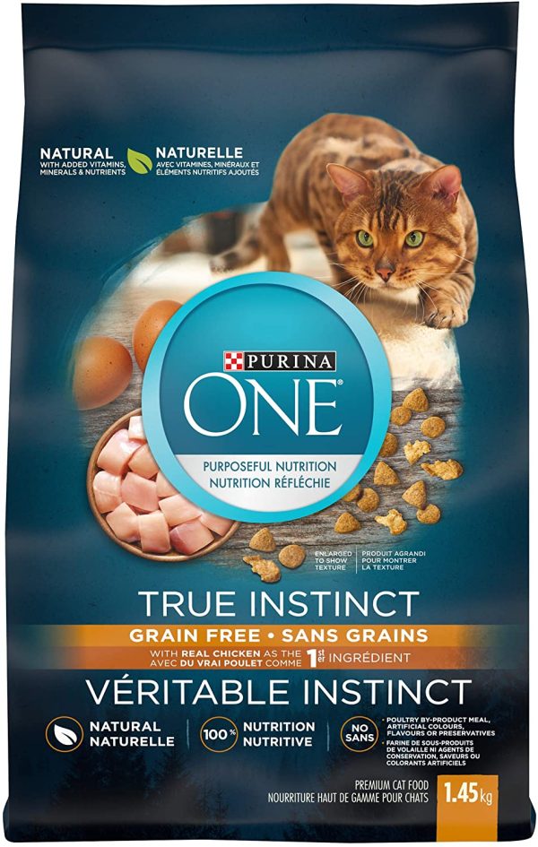 Purina ONE True Instinct Grain Free Natural Dry Cat Food with Real Chicken, 1.45 kg