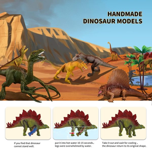 TEMI Dinosaur Toys for Kids 3-5 with Activity Play Mat & Trees, Educational Realistic Dinosaur Play Set to Create a Dino World Including T-Rex, Triceratops, Velociraptor, Great Gift for Boys & Girls - Image 4