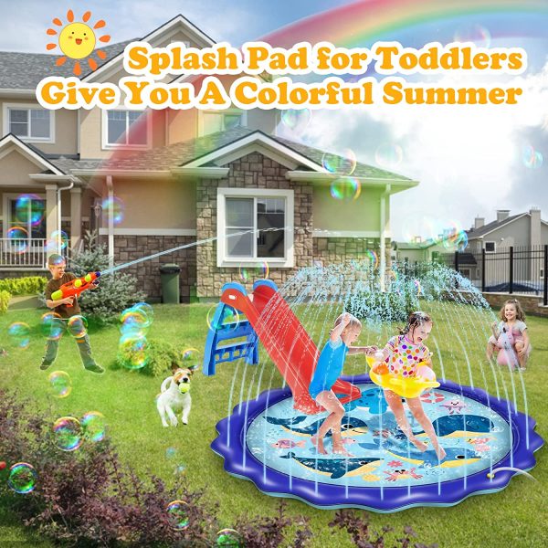 Upgrade Splash Pad, Wave Shape Sprinkler, Spray Water with Inflatable Sprinkler Fun Wading Pool Summer Outdoor Water Mat Splash Pad Sprinkler(68") - Image 3