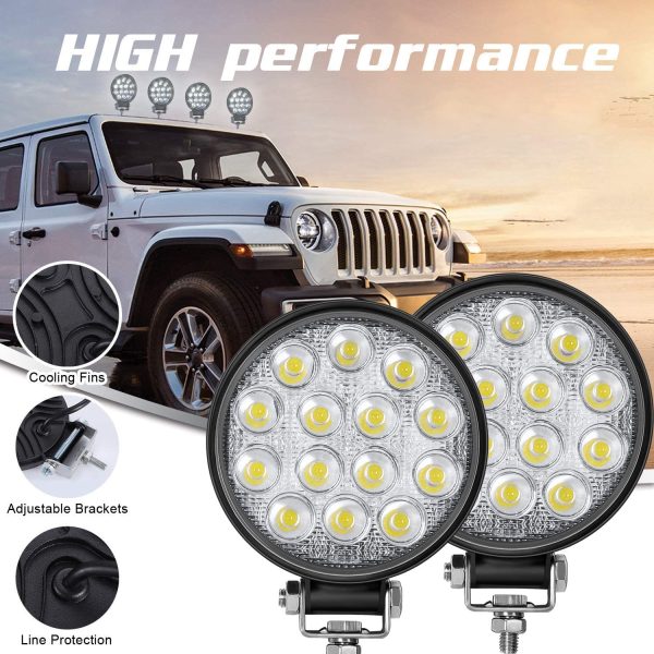 LED Pod Lights 4.5'' Round LED Light Bar 2PCS, 140W 14000LM IP67 Waterproof LED Fog Lights, 12V 24V Universal LED Work Lights for Truck Jeep Tractor ATV UTV SUV. - Image 6