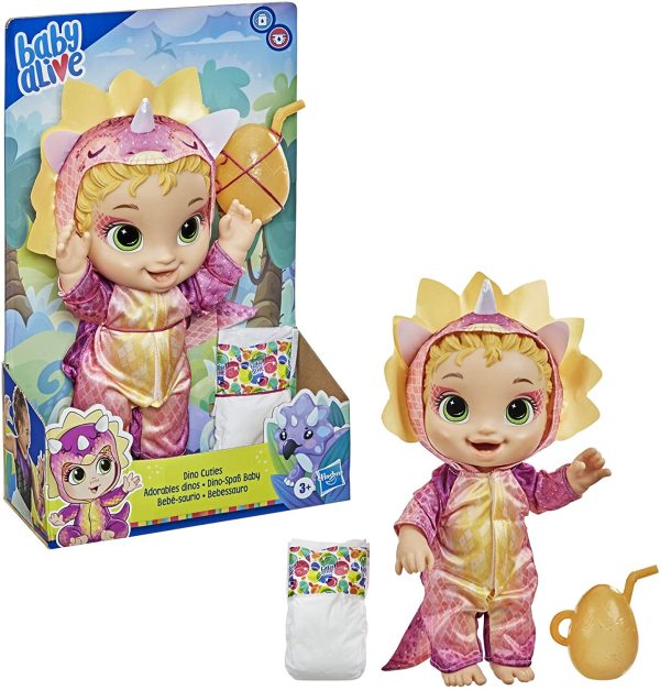 Baby Alive Dino Cuties Doll, Triceratops, Doll Accessories, Drinks, Wets, Triceratops Dinosaur Toy for Kids Ages 3 Years and Up, Blonde Hair - Image 7