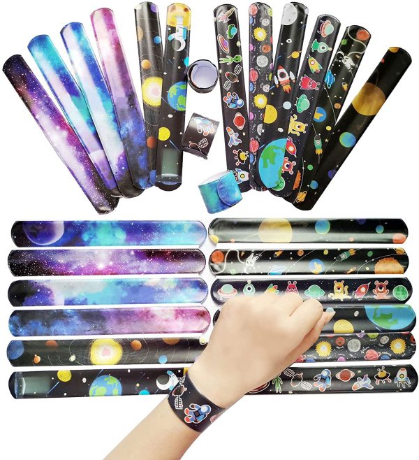 Goo Party 20pcs Starry Sky Clap Circle Outer Space Alien Slap Bracelet Boy Happy Birthday Gift Planet Wristband Solar System Astronaut Party Supplies - Image 5