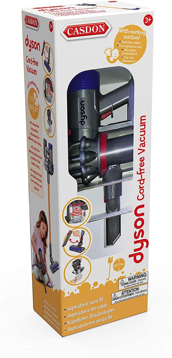 Casdon - Little Helper Dyson Cord-Free Vacuum | Interactive Toy Dyson Vacuum for Children Aged 3+ | Includes Working Suction for Realistic Play