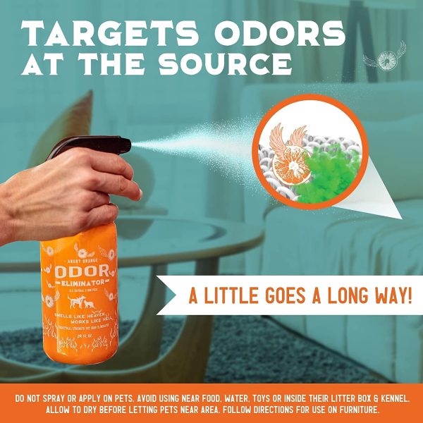 Angry Orange Pet Odor Eliminator - Ready to Use, Citrus Carpet Deodorizer for Cats and Dogs - Deodorizing Spray for Carpets, Furniture, and Floors ?C Puppy Supplies - Image 6