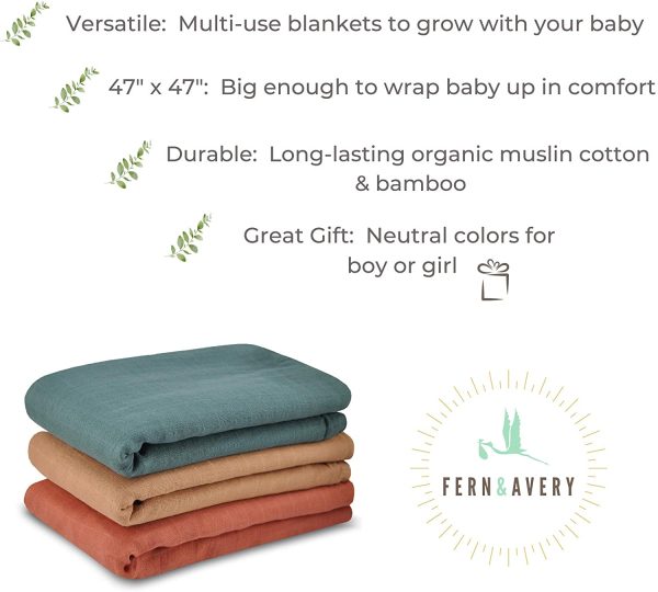 Muslin Swaddle Blankets - Gender Neutral Receiving Blankets - Bamboo and Organic Cotton Baby Blankets for Boy or Girl - Forest Theme - Image 6