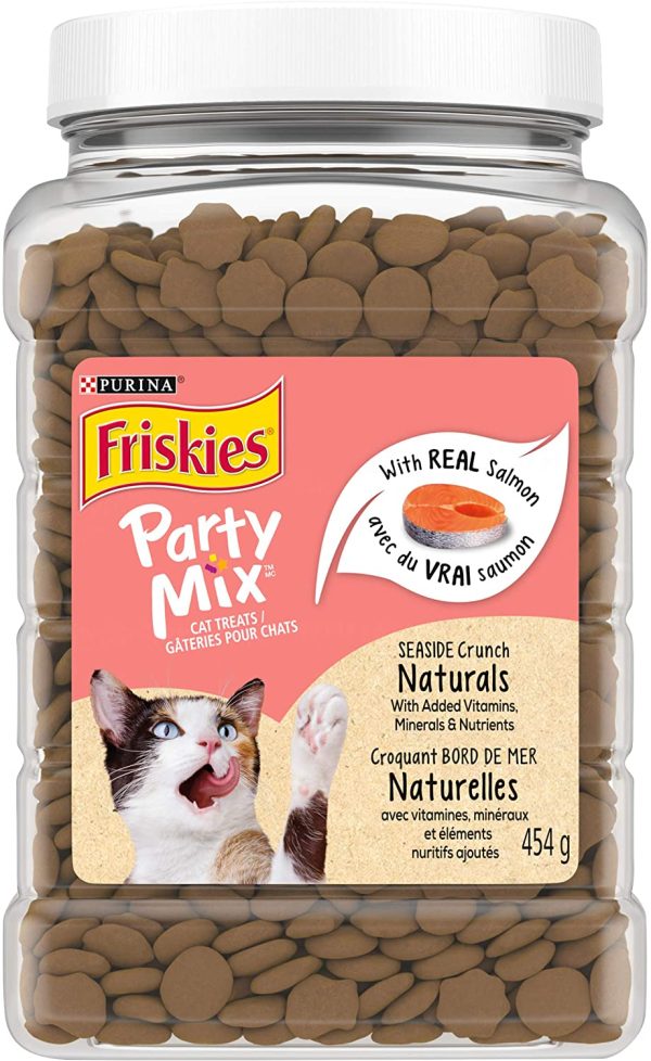 Friskies Party Mix Naturals Cat Treats, Seaside Crunch 454g Canister - Image 4