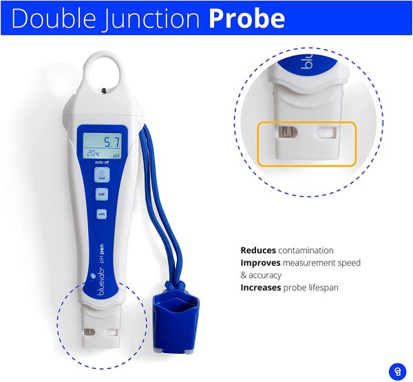 Bluelab PENPH pH Pen, Digital Meter for Water with Easy Two Point Calibration and Double Junction Probe, Test Kit for Hydroponic System and Indoor Plant Grow, White