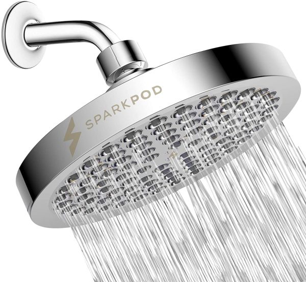 SparkPod Shower Head - High Pressure Rain - Luxury Modern Chrome Look - No Hassle Tool-Less 1-Min Installation - The Perfect Adjustable Replacement for Your Bathroom Shower Heads