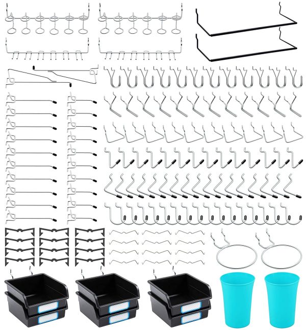 Pegboard Hooks, with Bins, Peg Locks, for Organizing Various Tools, 204 PCS, 80 of Which are Locks - Image 7