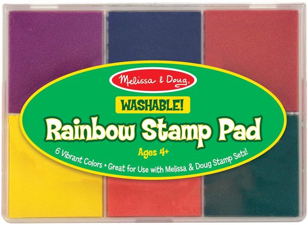 Melissa & Doug Rainbow Stamp Pad (Arts & Crafts, Multicolored Inkpad, Washable Ink, 6 Bright Colors)