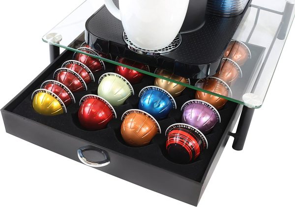 DecoBros Vertuo Pod Holder VertuoLine Drawer Storage for Nespresso Coffee Capsules, Crystal Tempered Glass - Image 2