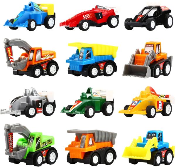 Pull Back Vehicles,12 Pack Assorted Construction Vehicles and Raced Car Toy,Yeonha Toys Vehicles Truck Mini Car Toy for Kids Toddlers Boys,Pull Back and Go Car Toy Play Set - Image 7