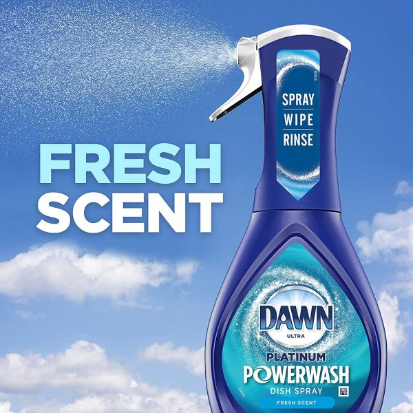 Dawn Platinum Powerwash Dish Spray Starter Kit, Dish Soap, Fresh Scent Bundle, 1 Starter Kit plus 1 Refill (16 fl oz ea) - Image 7