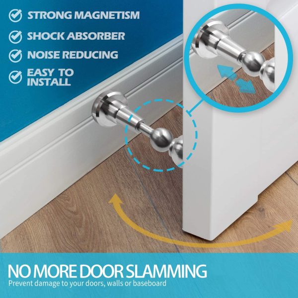 Magnetic Door Stopper, Updated Spring Shock Absorbent Technology, Soft-Catch Magnetic Hold, Premium 201 Stainless Steel, Anti-Rust, Heavy Duty for Various Door Types, Wall Mount 1Pack - Image 4