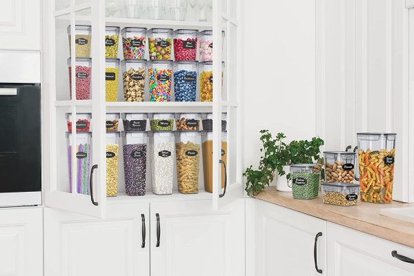 28 Piece Airtight Food Storage Containers with Lids - Ideal Kitchen Storage Containers with Lids, Airtight - High Quality BPA Free Plastic Pantry Containers for organization and storage - BONUS - Chalkboard Labels, Chalk and Measuring Spoons Included