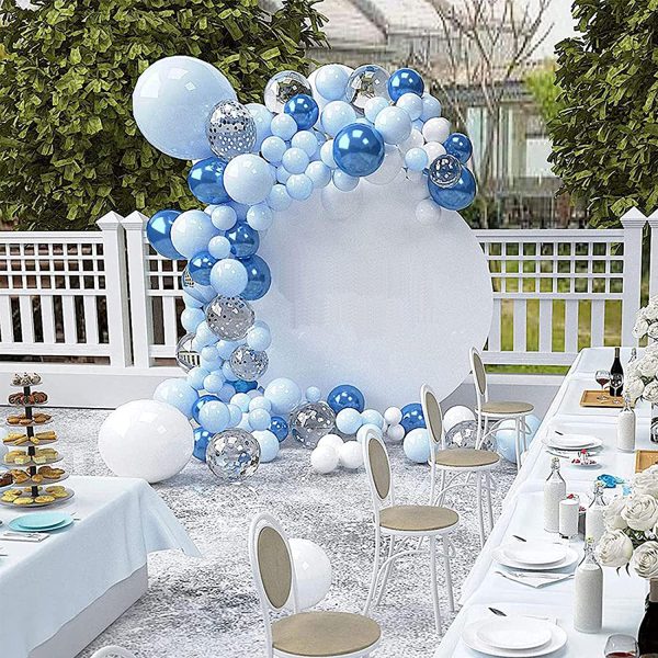 AMOVO Balloon Garland kit pcs Party Balloon Arch kit Blue White Chrome Balloons Party Decoration Baby Show Birthday Wedding Pastel Balloon Decor (PCS- Blue White) - Image 3