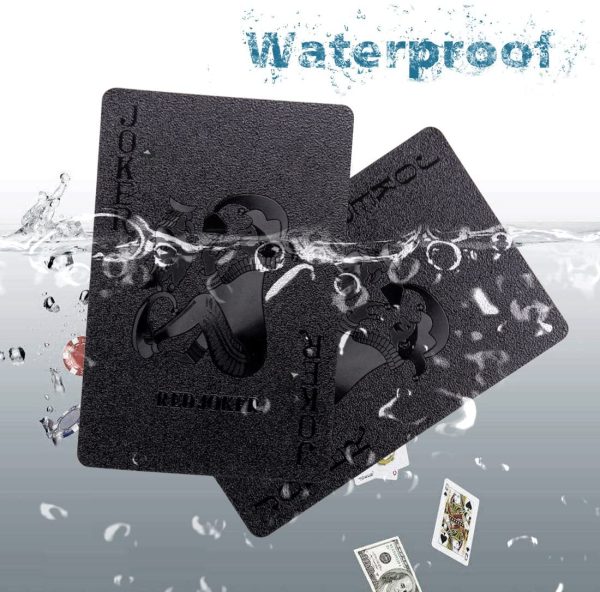 Joyoldelf Cool Black Foil Poker Playing Cards, Waterproof Deck of Cards with Gift Box, Use for Party and Game - Image 5