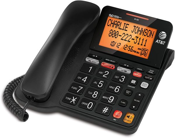 Corded Phone with 25 min Digital Answering Machine, Backlit Tilt Display, Audio Assist, Speakerphone, A/C Power (CL4940BK), Black