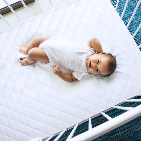 Waterproof Crib Fitted Mattress Protector (Pack of 2) - Toddler and Baby Crib Mattress Pad Cover - Soft and Breathable with 7 Inches Deep Skirt (White, 28" x 52") - Image 3