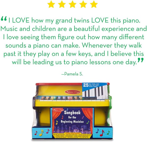 Melissa and Doug Learn to Play Piano, Musical Instruments, Solid Wood Construction, 25 Keys and 2 Full Octaves (29.21 cm H x 24.13 cm W x 40.64 cm L)