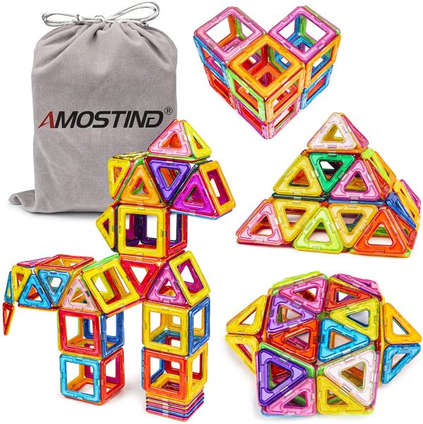 AMOSTING Magnetic Blocks Building Blocks Educational Toys Construction Stacking Toy-64 pcs - Image 2