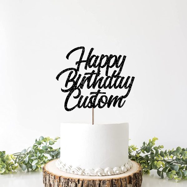 Beaver Fun, Happy Birthday Custom Glitter Cake Topper, Custom Name and Age Birthday Cake Topper, 4"- 8" inch Size Options, Gold Silver Black +13 Available Colors, Custom Birthday Glitter Cake Decoration, Create Your Own Personalized Cake Topping, Happy Birthday Themed Party Decor