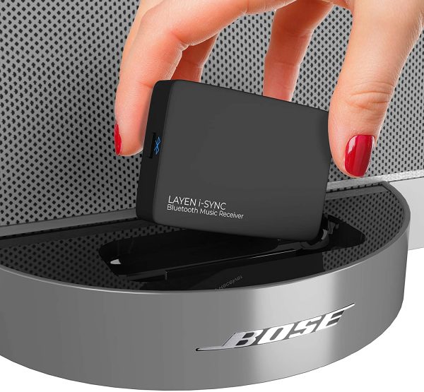 LAYEN i-SYNC Bluetooth Receiver 30 pin Adapter - Audio Dongle for Bose SoundDock and Other Hi-Fi, Stereo and 30 pin Docking Stations (Not Suitable for Cars)