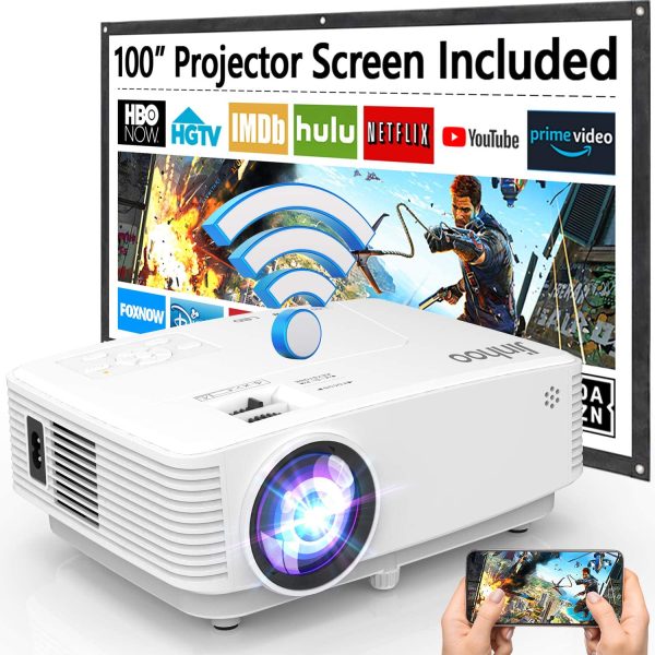 WiFi Projector, 7000 Lumen with 100 Inch Screen, 1080P Enhanced Portable Mini Projector Compatible with TV Stick Smartphone Tablet HDMI USB AV for Home Theater - Image 7