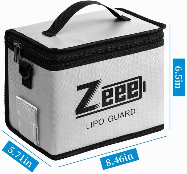 Lipo Safe Bag Fireproof Explosionproof Bag Large Capacity Lipo Battery Storage Guard Safe Pouch for Charge & Storage(8.46 x 6.5 x 5.71 in) - Image 7