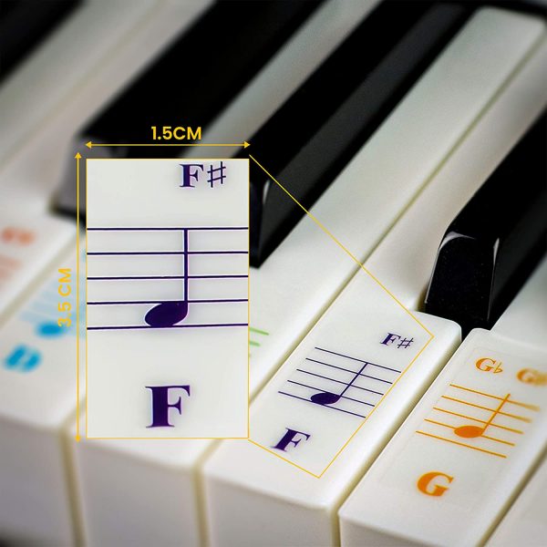 Color Piano Stickers for 88/76/61/54/49/37 Key Keyboards ??Transparent and Removable: Made in USA - Image 6