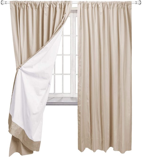 Amazon Basics Room Darkening Blackout Window Curtains with Tie Backs Set - 42 x 63-Inch, Beige, 2 Panels - Image 4