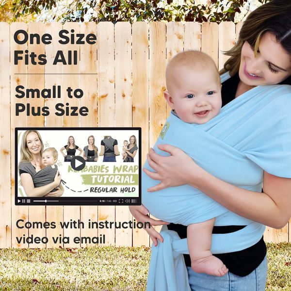 Baby Wrap Carrier - All in 1 Stretchy Baby Sling - Baby Carrier Sling - Baby Carrier Wrap - Baby Carriers for Newborn, Infant - Baby Wraps Carrier - Baby Slings - Baby Sling Wrap (Baby Blue) - Image 3