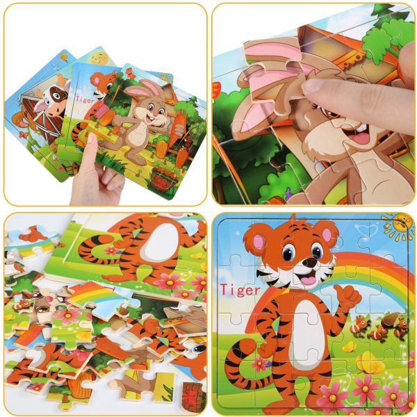 LEADSTAR Wooden Jigsaw Puzzle??4 Packs Jigsaw Toy for Kids Toddler Age 3-8 Years Old?? Pcs Animal Puzzles Preschool Educational Learning Toys??Colorful Jigsaw Puzzles for Boy Girl (A) - Image 9