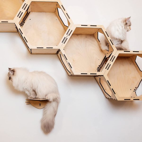 Cat steps,wall mounted cat furniture,cat wall furniture, cat ladder,wall mounted cat scratcher,pet stairs for cats,cat climbing shelves,Christmas Gift, Christmas Decor (decagon, white) - Image 3