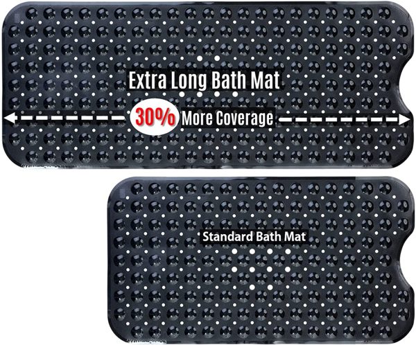 SlipX Solutions Extra Long Vinyl Bath Mat (Black, 99cm X 40cm) - Image 6