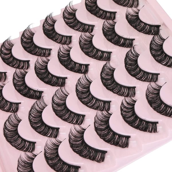 Newcally Lashes Russian Strip Eyelashes D Curl Wispy Fluffy False Eyelashes Natural Thick Volume Faux Mink Eye Lashes Pack Reusable Handmade Like Fake Lashes Extension 14 Pairs - Image 6