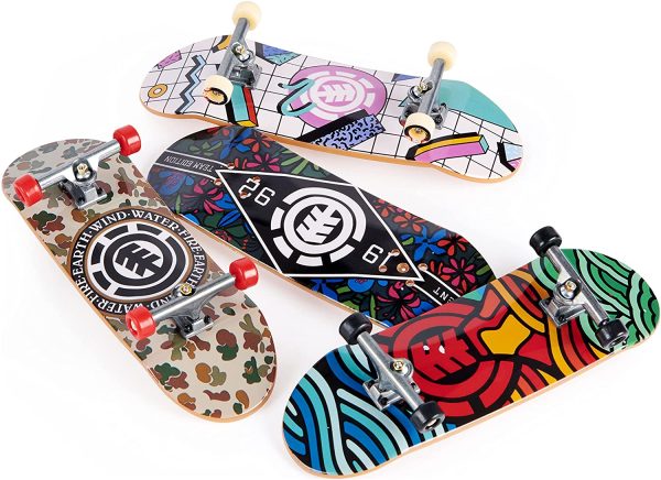 Tech Deck, Ultra DLX Fingerboard 4-Pack, Element Skateboards, Collectible and Customizable Mini Skateboards