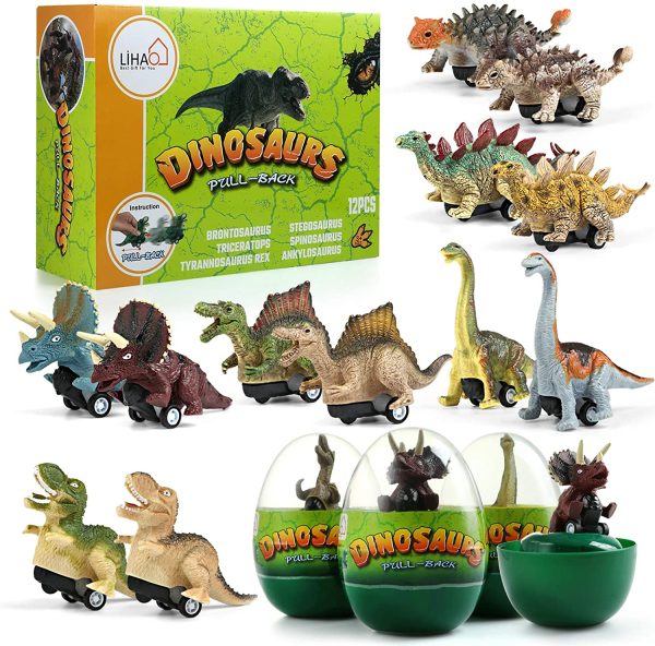 LIHAO 12 Pack Dinosaur Pull Back Cars with Hatching Dinosaur Eggs, Kids Dino Toys Pull Back Vehicles, Prefilled Hatching Dinosaur Suprise Eggs Dinosaur Toys and Gifts for 3+ Years Old Kids - Image 6