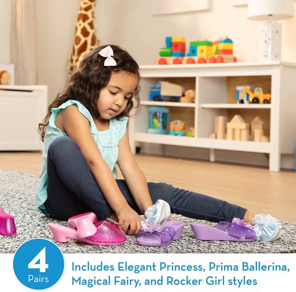 Melissa and Doug Role Play Collection - Step in Style Dress-Up Shoes Set (4 Pairs) - Image 5