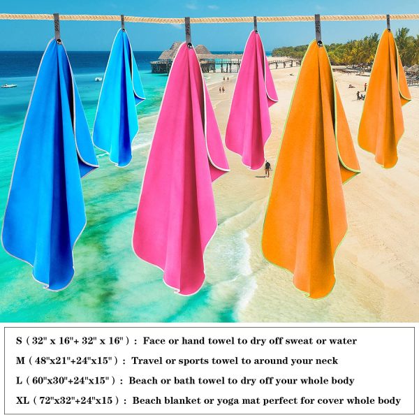 Sfee 2 Pack Microfiber Travel Towel, Quick Dry Towel Camping Towels, Super Absorbent Compact Lightweight Sport Towel Soft Striped Beach Towel for Pool, Bath, Travel, Hiking, Gym, Yoga, Backpacking - Image 4