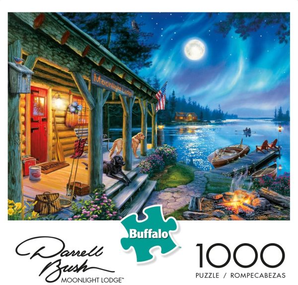 Buffalo Games -Darrell Bush-Moonlight Lodge-1000 Piece Jigsaw Puzzle - Image 2