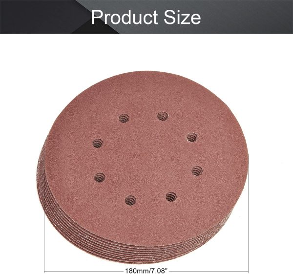 10pcs 7 Inch 8 Hole Hook and Loop Sanding Disc 100Grit Flocking Sandpaper for Random Orbit Sander - Image 6