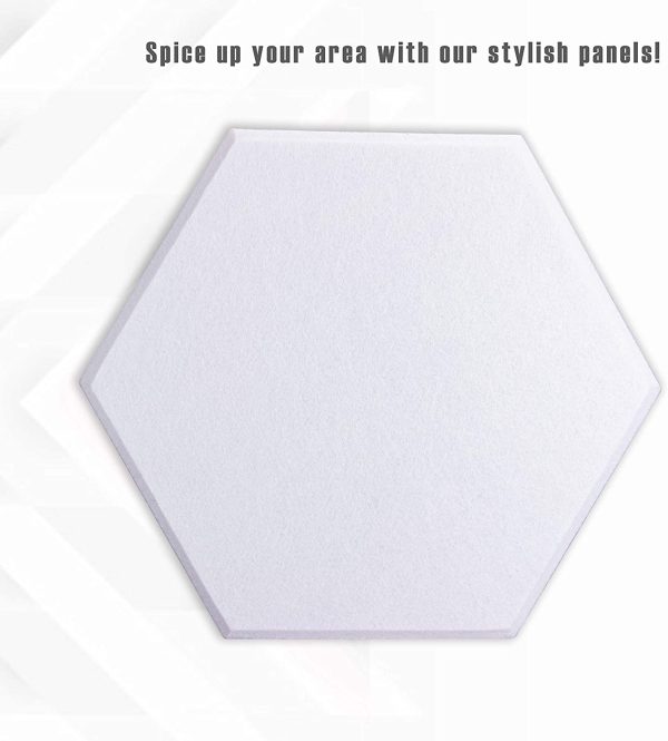 12 Pack Set Hexagon Acoustic Absorption Panel, 12 X 14 X 0.4 Inches Acoustic Soundproofing Insulation Panel Beveled Edge Tiles, Great for Wall Decoration and Acoustic Treatment (White) - Image 6