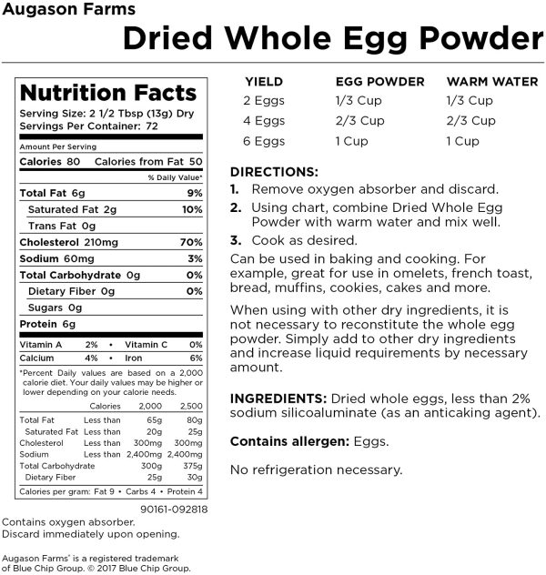 Augason Farms Dried Whole Egg Product 2 lbs 1 oz No. 10 Can (5-90161) - Image 7